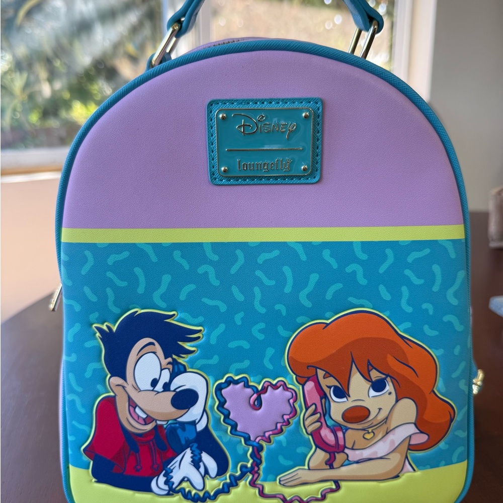 Loungefly Kids Purple, Teal & Orange Goofy and Roxanne Mini Backpack